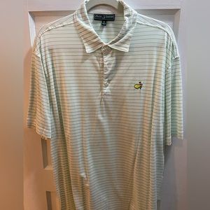 Masters Collection golf shirt. Green white stripe, XL.